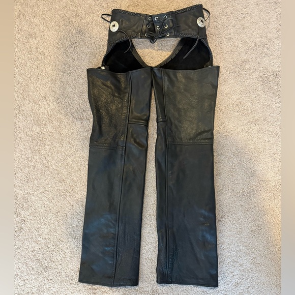Pro Rider Black Leather Chaps - Picture 5 of 5
